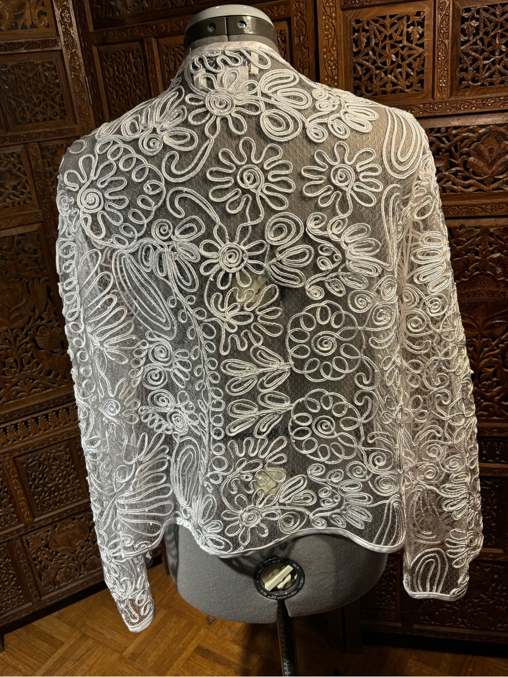 DCC White Sheer Ribbon Design Open-Front Women's Jacket - Picture 4 of 6